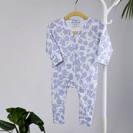 Cotton Sleepsuit- Purple Flowers