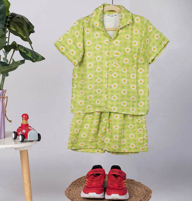 Boys Co-Ord Set- Green Ghingham