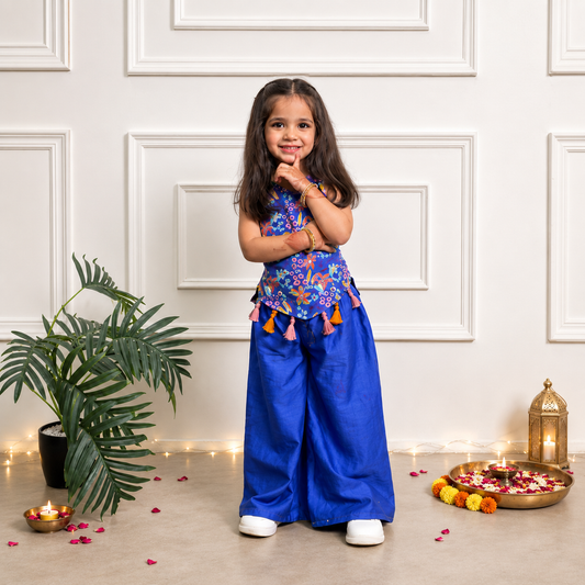 Girls Palazzo Set- Midnight Garden