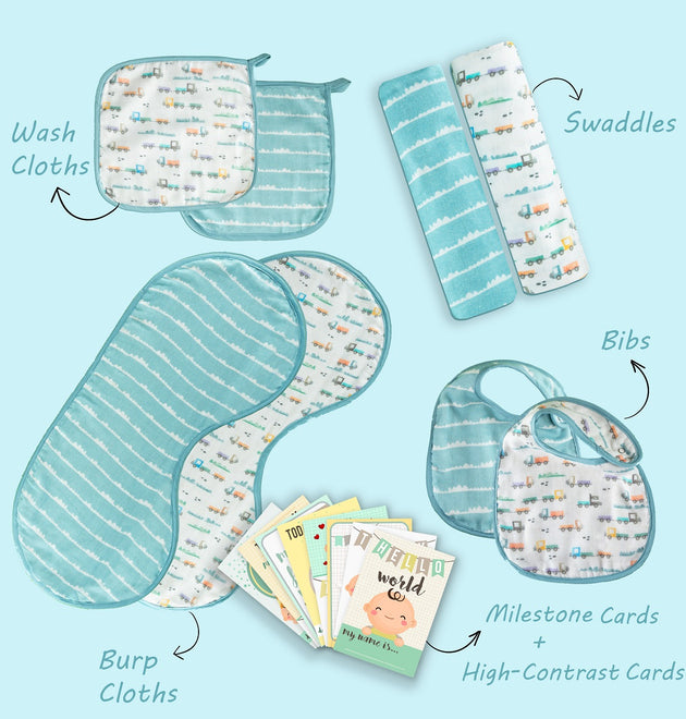 Newborn Essentials Gift Set- Traffic Jam| Set of 8