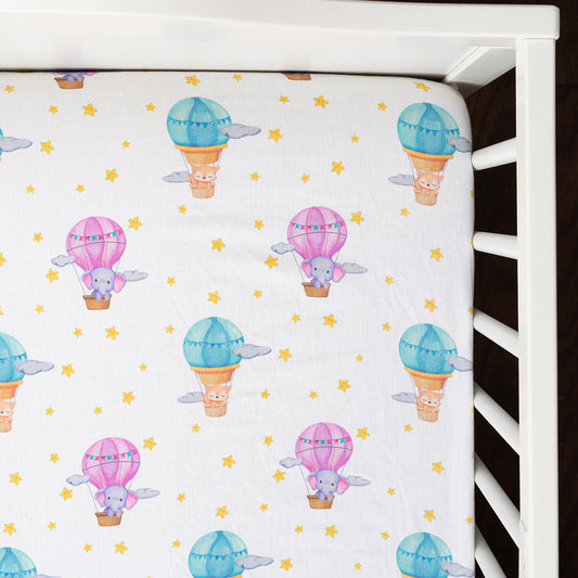 Organic Fitted Cot Sheet- Hot Air Balloon