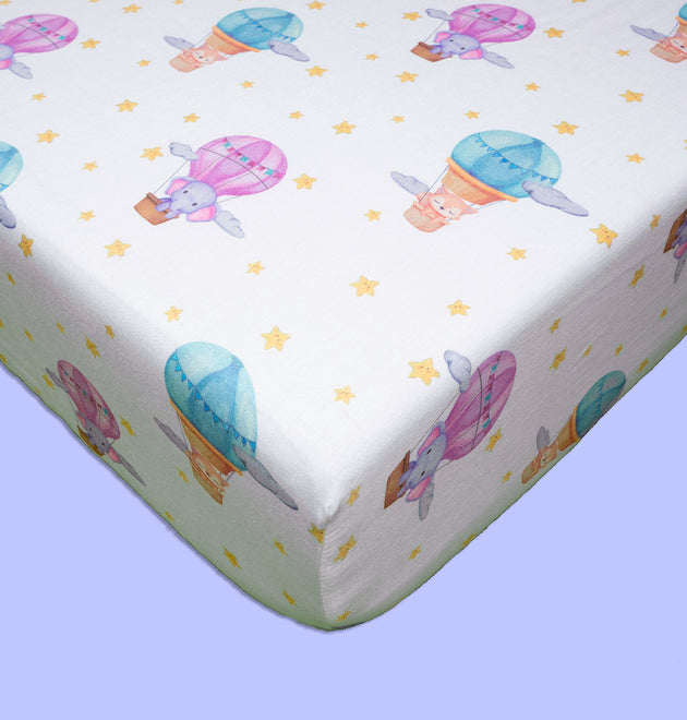 Cot Bedding Set with Bumper - Sky is the Limit | Set of 7
