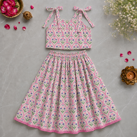 Girls Lehenga Set- Tulips