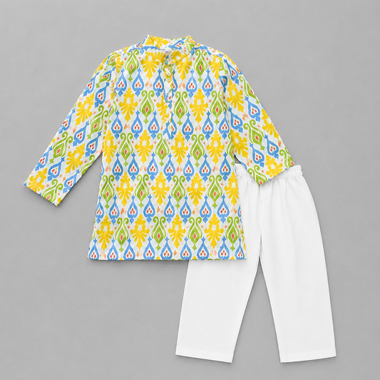 Boys Kurta Set- Colorful Ikkat