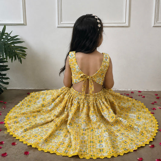 Girls Lehenga Set- Marigold