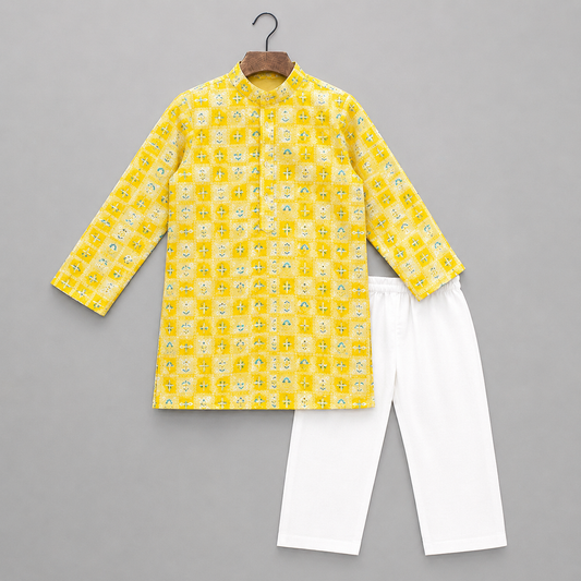 Boys Kurta Set- Marigold