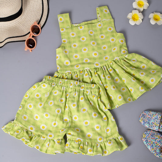 Girls Co-Ord Set- Green Ghingham