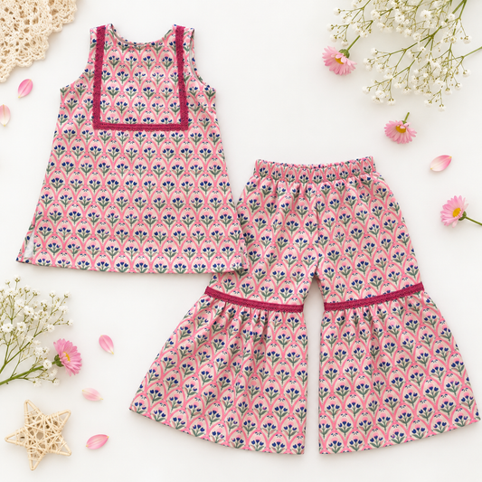 Girls Sharara Set- Tulips
