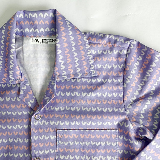 Cotton Nightsuit- Purple Hearts