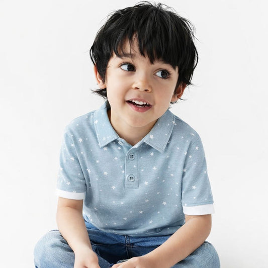 Boys Polo Tshirt- Grey Sky & Solid White- Pack of 2