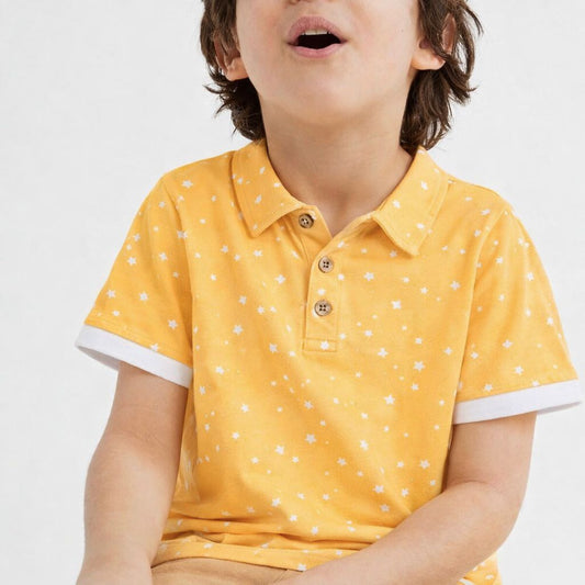 Boys Polo Tshirt- Yellow Sky & Solid Olive Green- Pack of 2