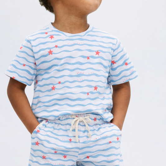 Kids Cotton Tshirt- Waves & Underwater- Pack of 2