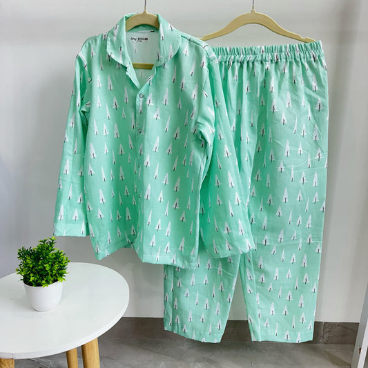 Cotton Nightsuit- Pines