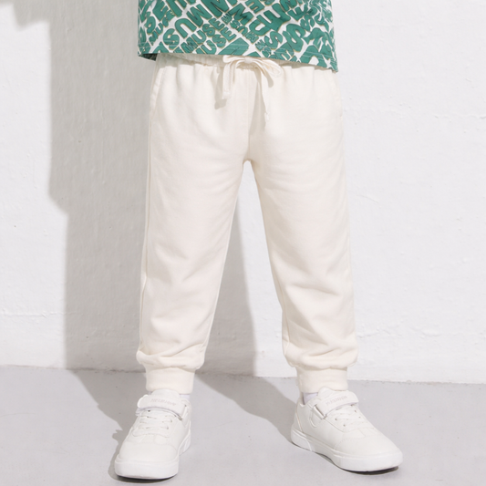 Boys Cotton Joggers- Cream