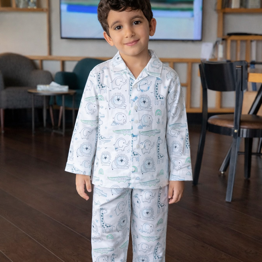 Cotton Nightsuit- Grey Animals