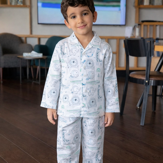 Cotton Nightsuit- Grey Animals