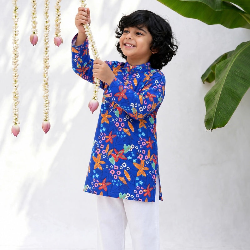 Boys Kurta Set- Midnight Garden