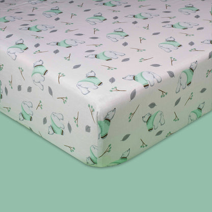 Organic Fitted Cot Sheet- Polar Bear