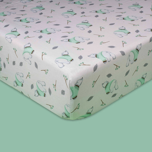 Organic Fitted Cot Sheet- Polar Bear