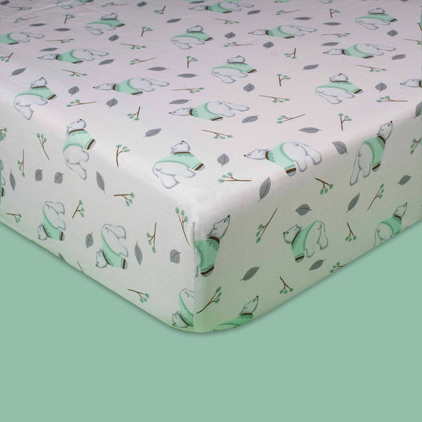 Organic Fitted Cot Sheet- Polar Bear