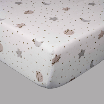 Organic Fitted Cot Sheet- Moon & Stars