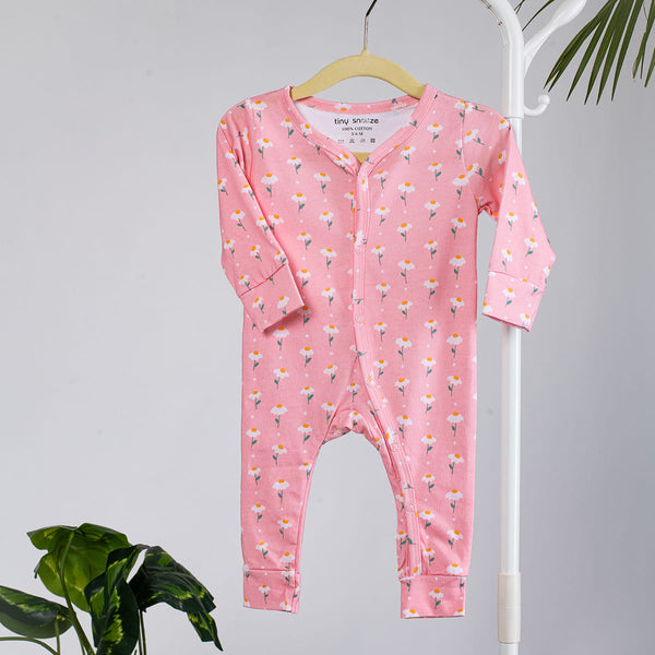 Cotton Sleepsuits- Pastel Leaves & Dandelions- Pack of 2