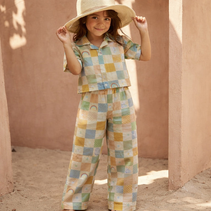 Girls Co-Ord Set with Pants- Boho Checks
