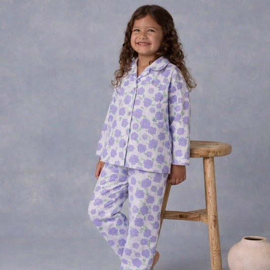 Cotton Nightsuit- Purple Flowers