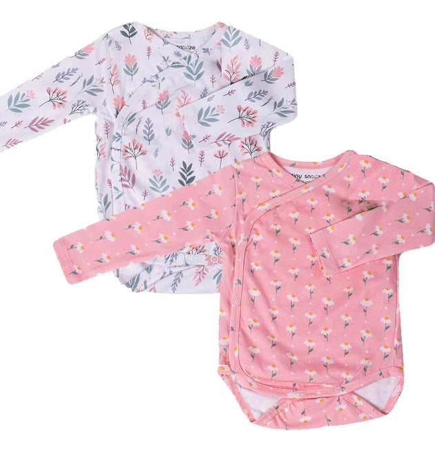 Kimono Bodysuits- Pastel Leaves & Dandelions- Pack of 2