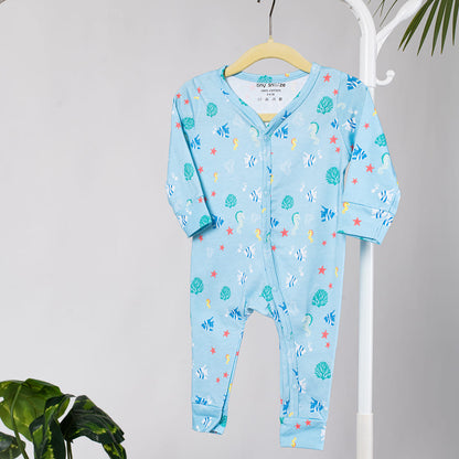 Cotton Sleepsuits- Waves & Underwater- Pack of 2