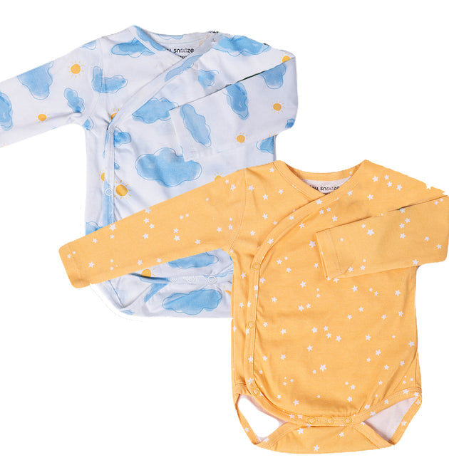 Kimono Bodysuits- Sun Clouds & Yellow Sky- Pack of 2
