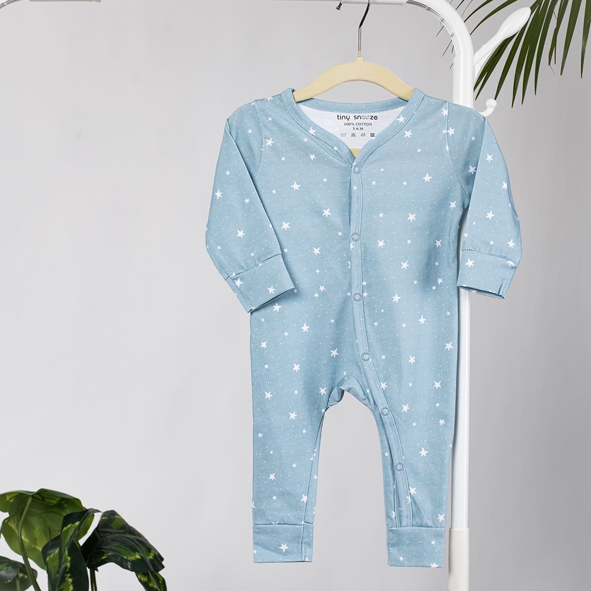 Cotton Sleepsuits- Grey Animals & Grey Sky- Pack of 2