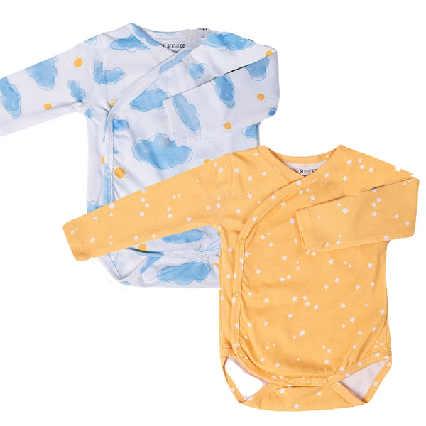 Kimono Bodysuits- Sun Clouds & Yellow Sky- Pack of 2
