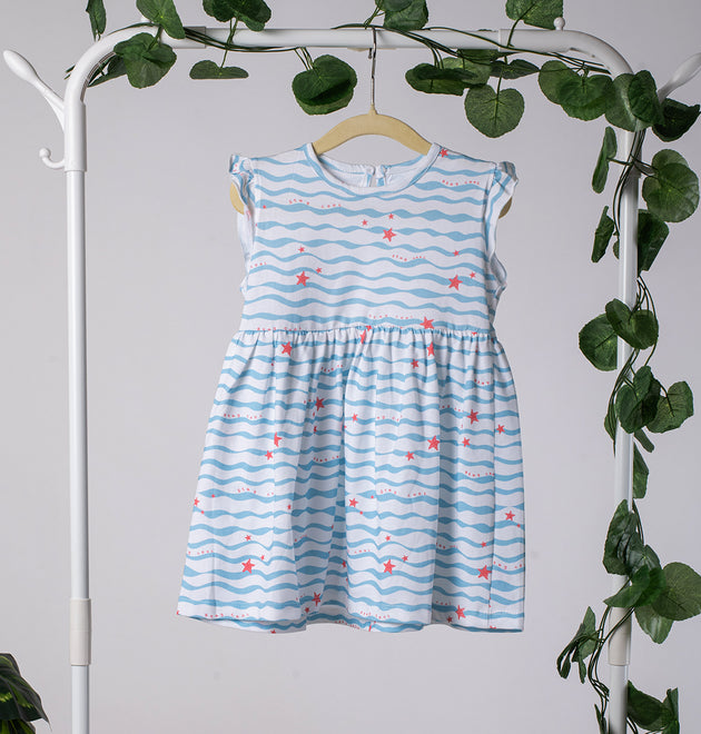 Girls Cotton Frock- Waves