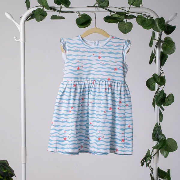Girls Cotton Frock- Waves