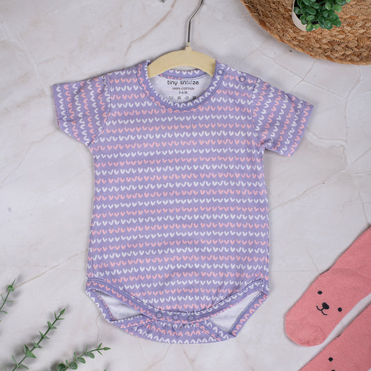 Cotton Bodysuit- Purple Hearts