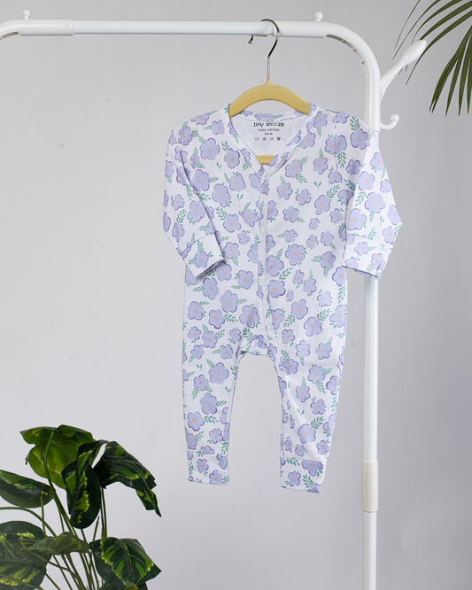 Cotton Sleepsuit- Purple Flowers