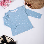 Girls Cotton Full-Sleeve Top- Grey Sky