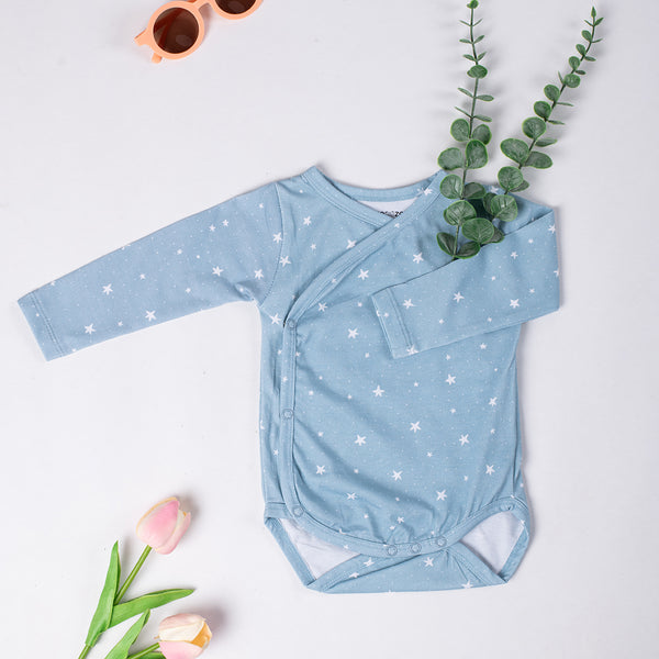 Cotton Kimono Bodysuit- Grey Sky