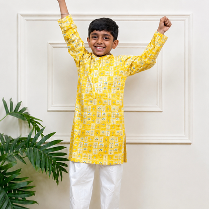 Boys Kurta Set- Marigold
