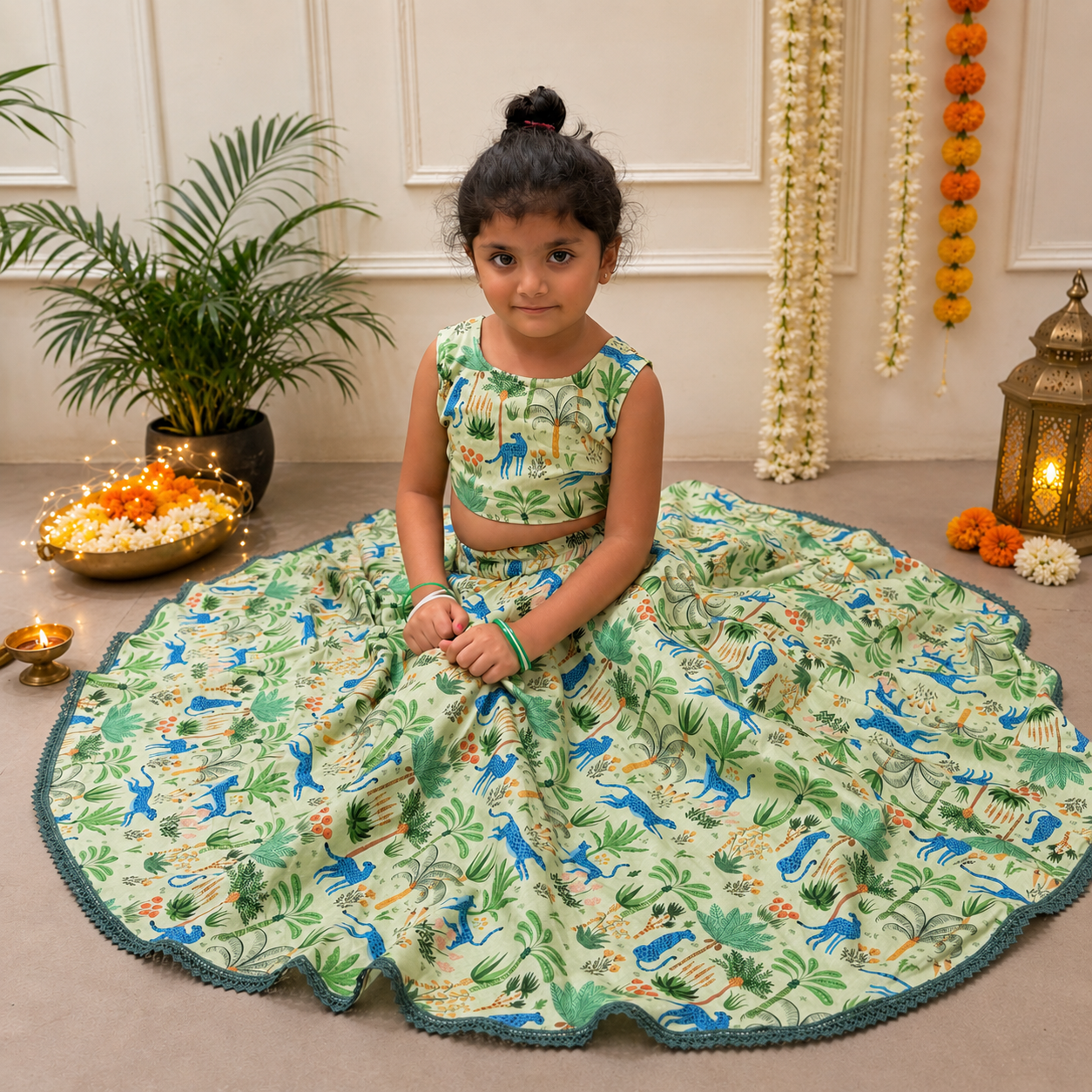 Girls Lehenga Set- Jungle