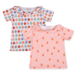 Girls Cotton Half-Sleeve Top- Pears & Apples- Pack of 2