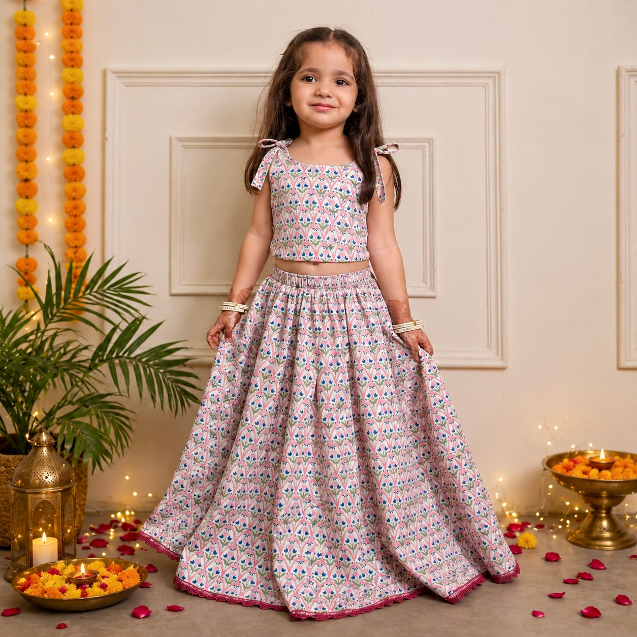 Girls Lehenga Set- Tulips