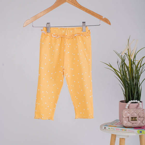 Girls Cotton Leggings- Yellow Sky
