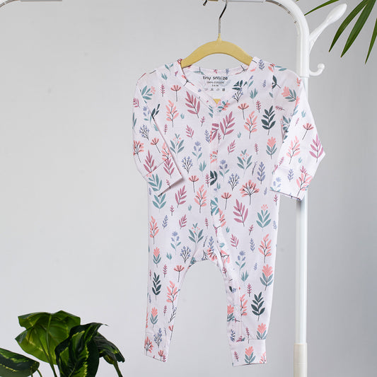 Cotton Sleepsuit- Pastel Flowers