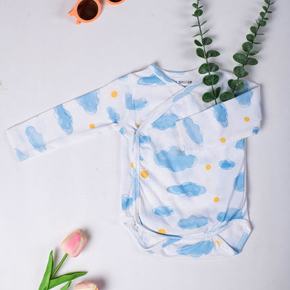 Cotton Kimono Bodysuit- Sun & Clouds