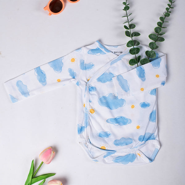 Cotton Kimono Bodysuit- Sun & Clouds