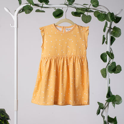 Girls Cotton Frock- Yellow Sky