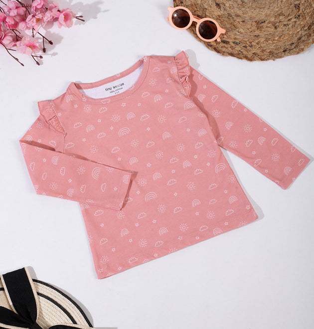 Girls Cotton Full-Sleeve Top- Magical Sky