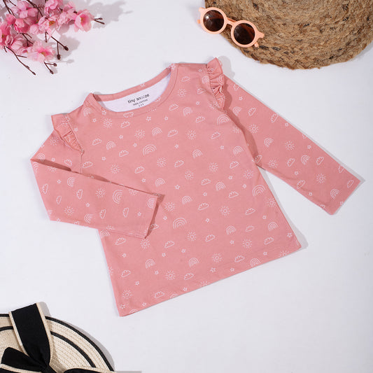 Girls Cotton Full-Sleeve Top- Magical Sky